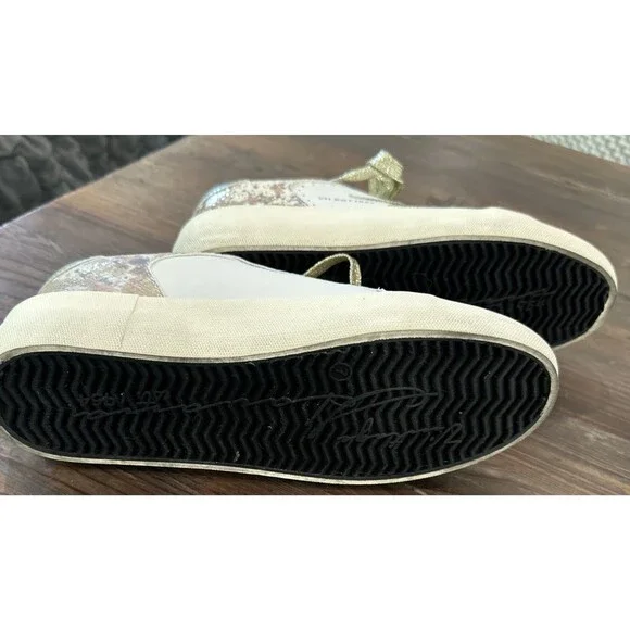 Vintage Havana Metallic Star Sneakers Women's 7 White Gold Snake Preowned - Picture 6 of 10